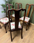 Set of 4 Queen Anne Style Slat Back Dining Chairs (SKU31)