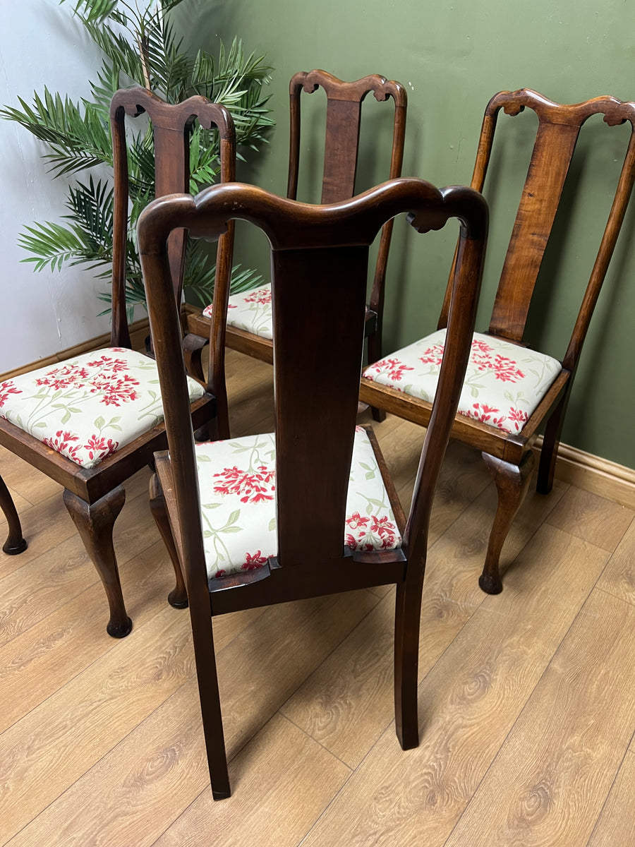 Set of 4 Queen Anne Style Slat Back Dining Chairs (SKU31)