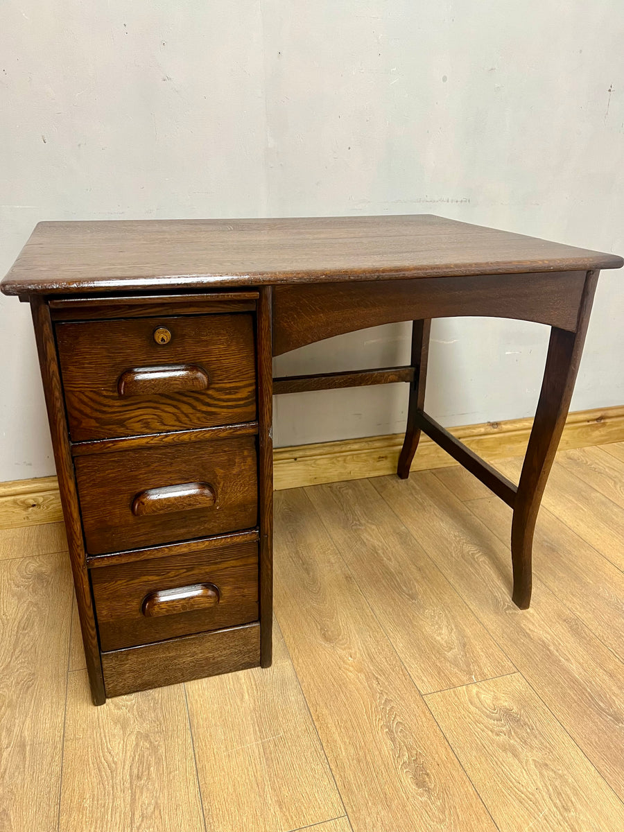 Antique Oak Small Pedestal Desk (SKU136)