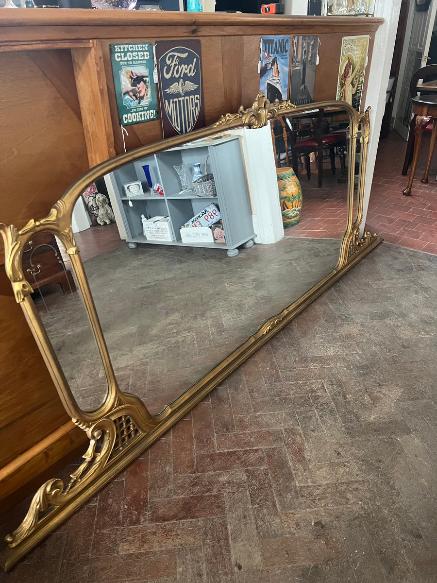 Very Large 265cm Vintage Art Nouveau Style Gilt Over Mantle Mirror (SKU298)