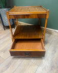Vintage 2 Tier Burr Yew Wood Side End Table With Drawer (SKU226)