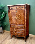 French Marquetry Inlaid Secretaire Marble Top (SKU248)