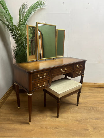 Stag French Empire Style Dressing Table, Mirrors, Stool (SKU182)