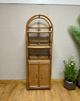 Vintage 3 Tier Bamboo Rattan Bookcase With Cupboard (SKU131)