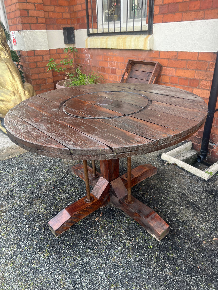 Large Vintage Cable Drum Top Garden Table  (SKU1105)