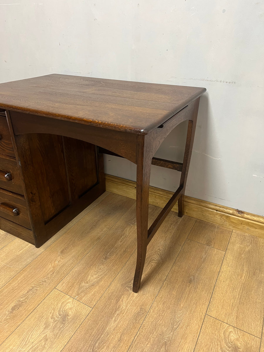 Antique Oak Small Pedestal Desk (SKU136)