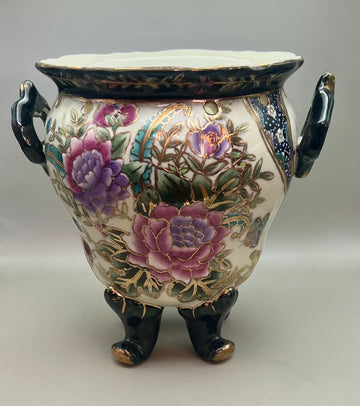 Vintage Twin Handle Footed Ceramic Jardiniere Japan (SKU541)