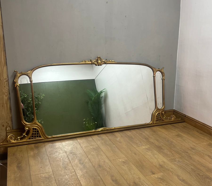 Very Large 265cm Vintage Art Nouveau Style Gilt Over Mantle Mirror (SKU298)