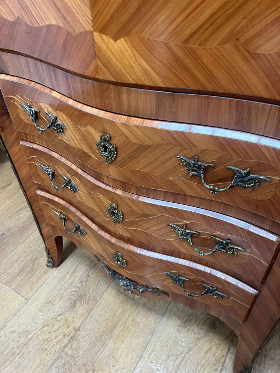 French Marquetry Inlaid Secretaire Marble Top (SKU248)