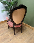 Victorian Walnut Upholstered Cameo Back Armchair (SKU241)