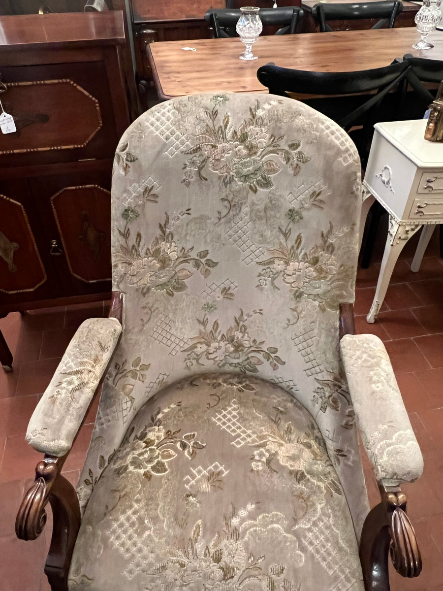 Early Victorian Rosewood Upholstered Arm Chair (SKU253)