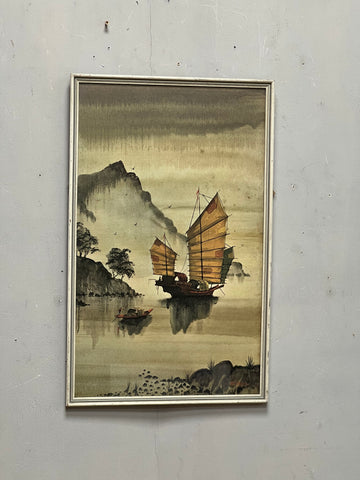 Vintage Oriental Boat White Frame (SKU454)
