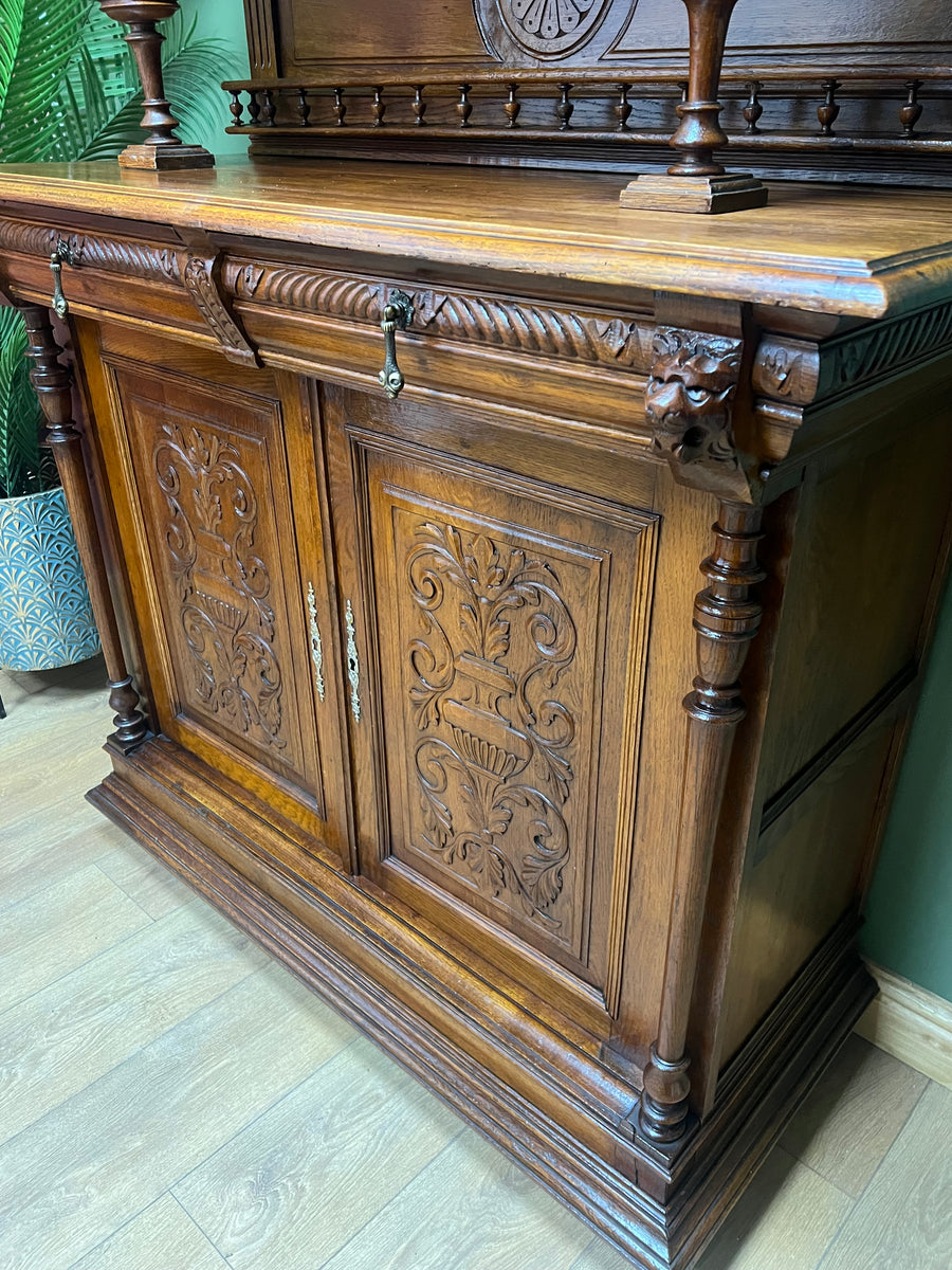 Antique Carved Renaissance Hunt Cabinet (SKU94)