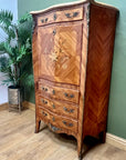 French Marquetry Inlaid Secretaire Marble Top (SKU248)