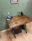 Wooden Top Desk With Singer Sewing Cast Iron Base (SKU129)