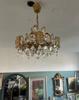 Vintage Palwa Hollywood Regency Chandelier Gilded With Crystal SKU504)