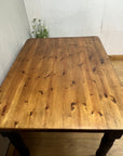 Vintage Farmhouse Style Pine Dining Table Black Base (SKU018)