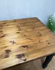 Vintage Farmhouse Style Pine Dining Table Black Base (SKU018)