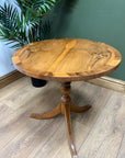 Yew Wood Circular Pedestal Side Table (SKU83)