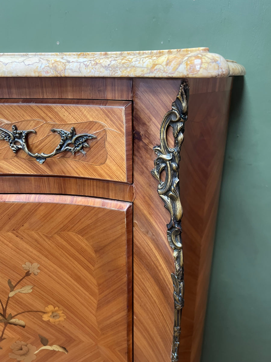 French Marquetry Inlaid Secretaire Marble Top (SKU248)