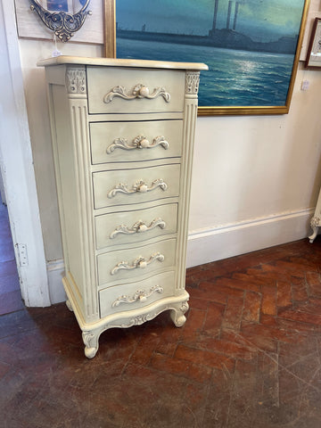 French Style Narrow White Chest Drawers (SKU174)