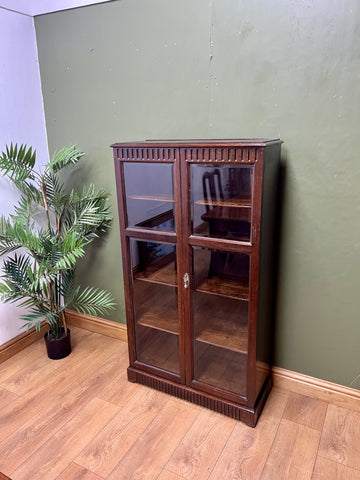 Vintage Glazed Oak Bookcase With Key (SKU133)