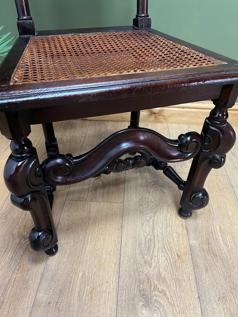 Antique 19th Century Walnut Carolean Style High Back Chair (SKU24)