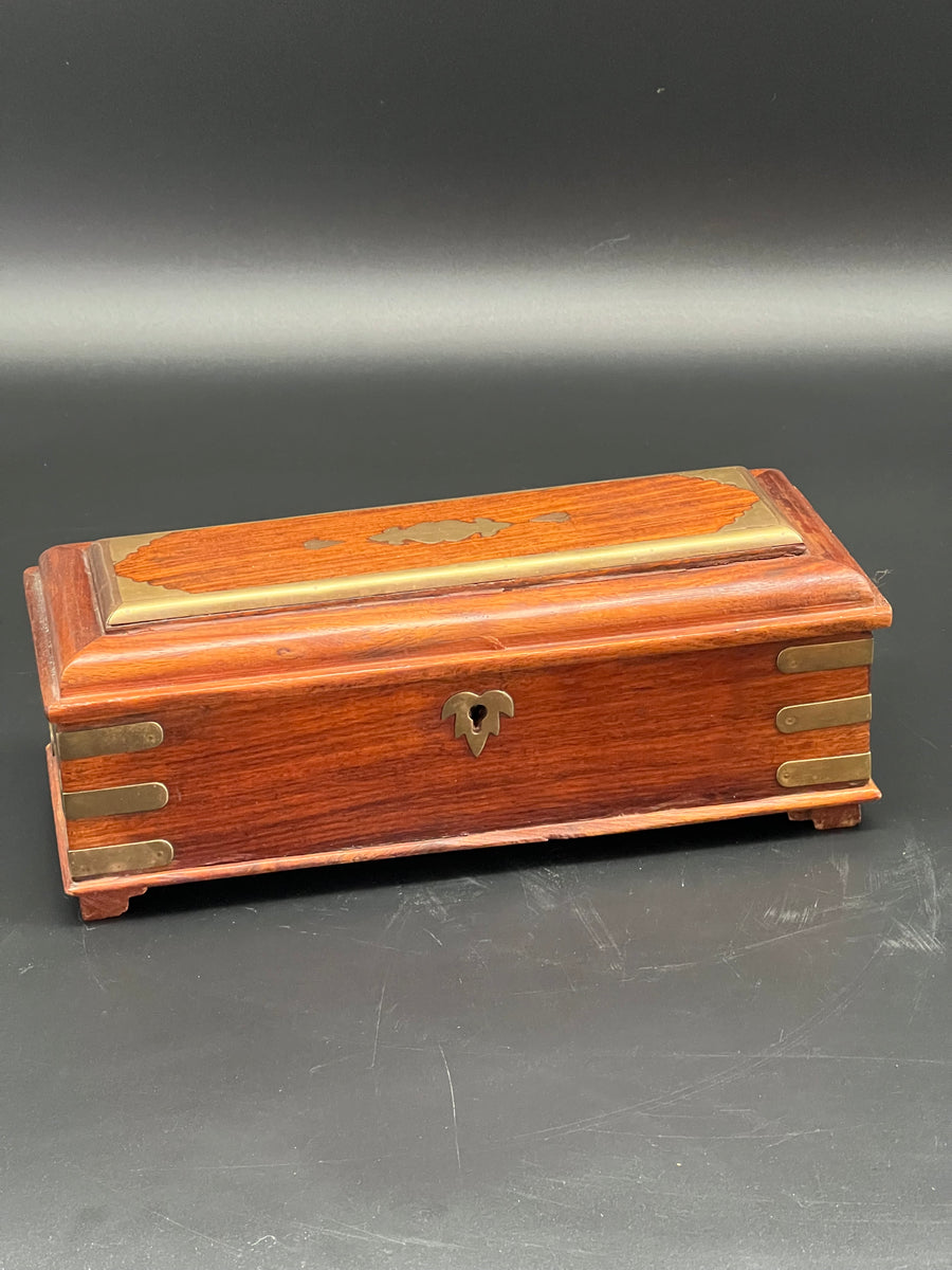 Vintage Walnut Box With Brass Accents (SKU727)