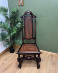 Antique 19th Century Walnut Carolean Style High Back Chair (SKU24)