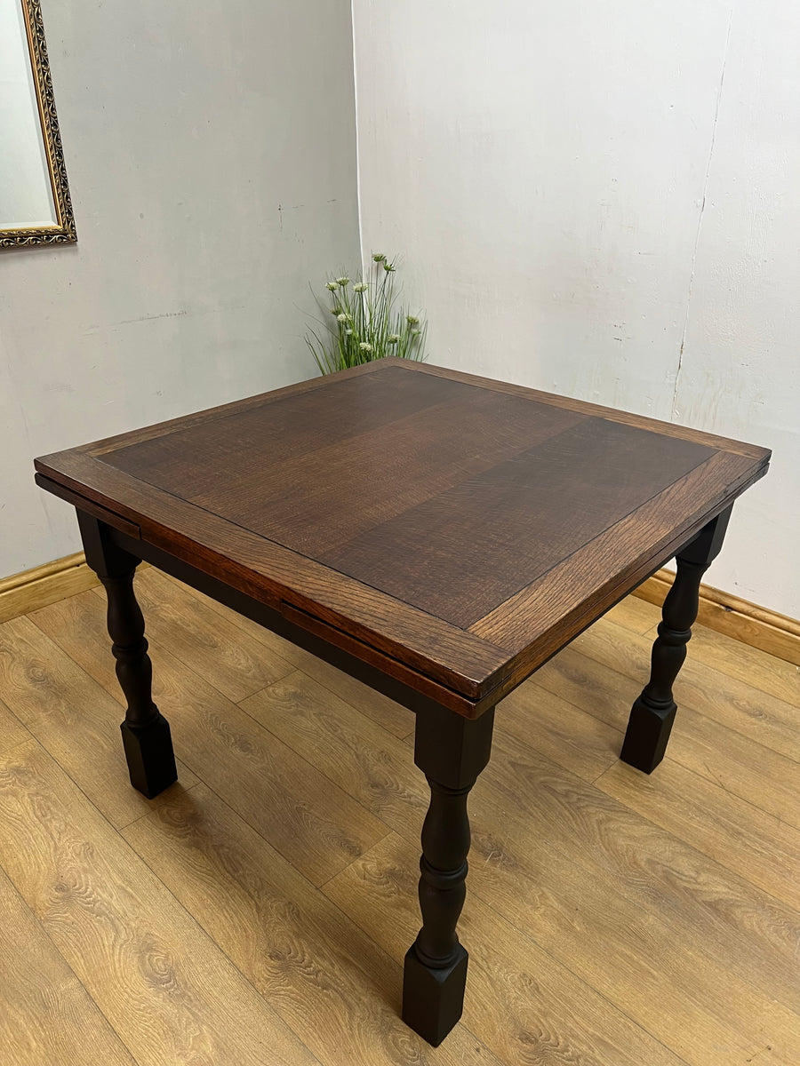 Vintage Draw Leaf Dining Table Black Base (SKU026)