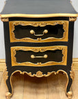 Vintage Rococo Black Gold 2 Drawer Bedside (SKU167)