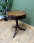 Pedestal Leather Top Drum Table (SKU241)