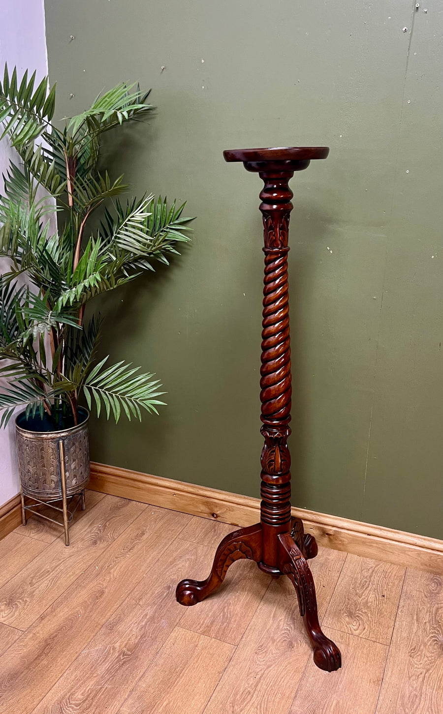 Tall Pedestal Mahogany Vintage Torchere Plant Stand (SKU262)