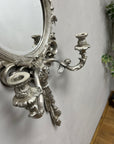 Silver Ornate Oval Mirror with 2 Candle Holders (SKU338)
