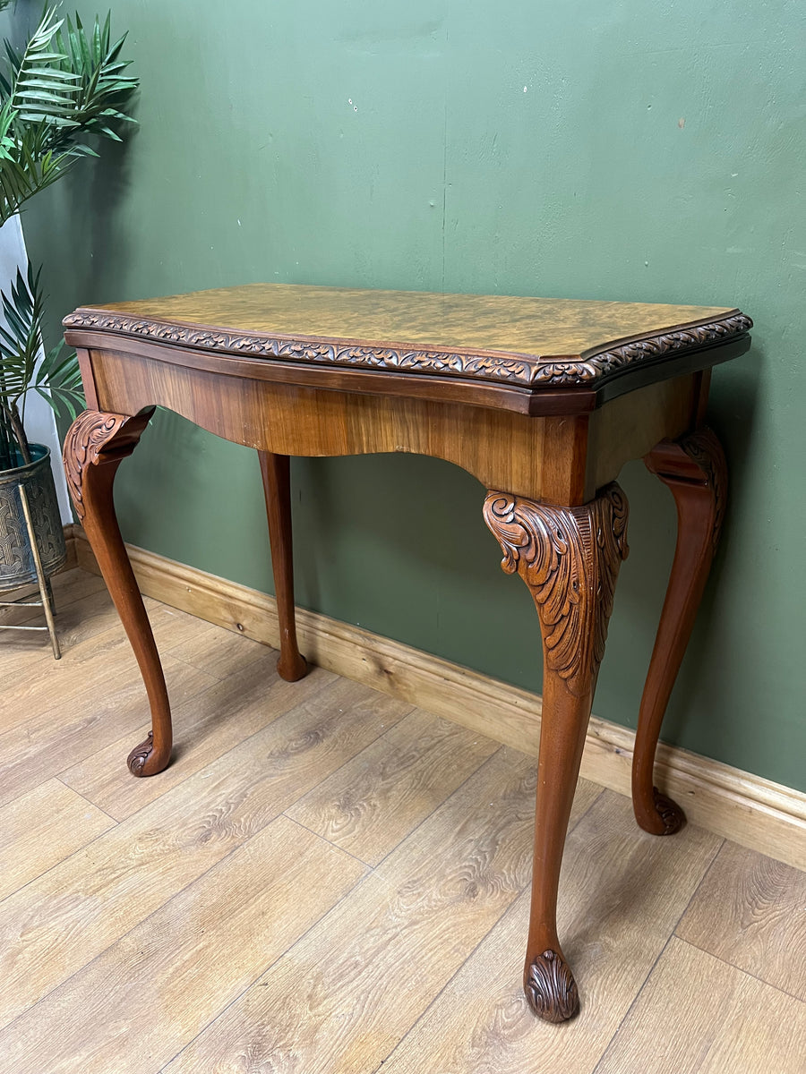 Antique Burr Walnut Card Table (SKU242)