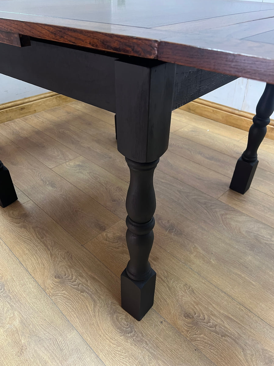 Vintage Draw Leaf Dining Table Black Base (SKU026)