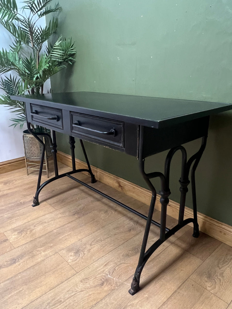 Black Metal 2 Drawer Desk (SKU141)