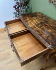 Vintage Burr Walnut Console Table With 2 Drawers (SKU247)