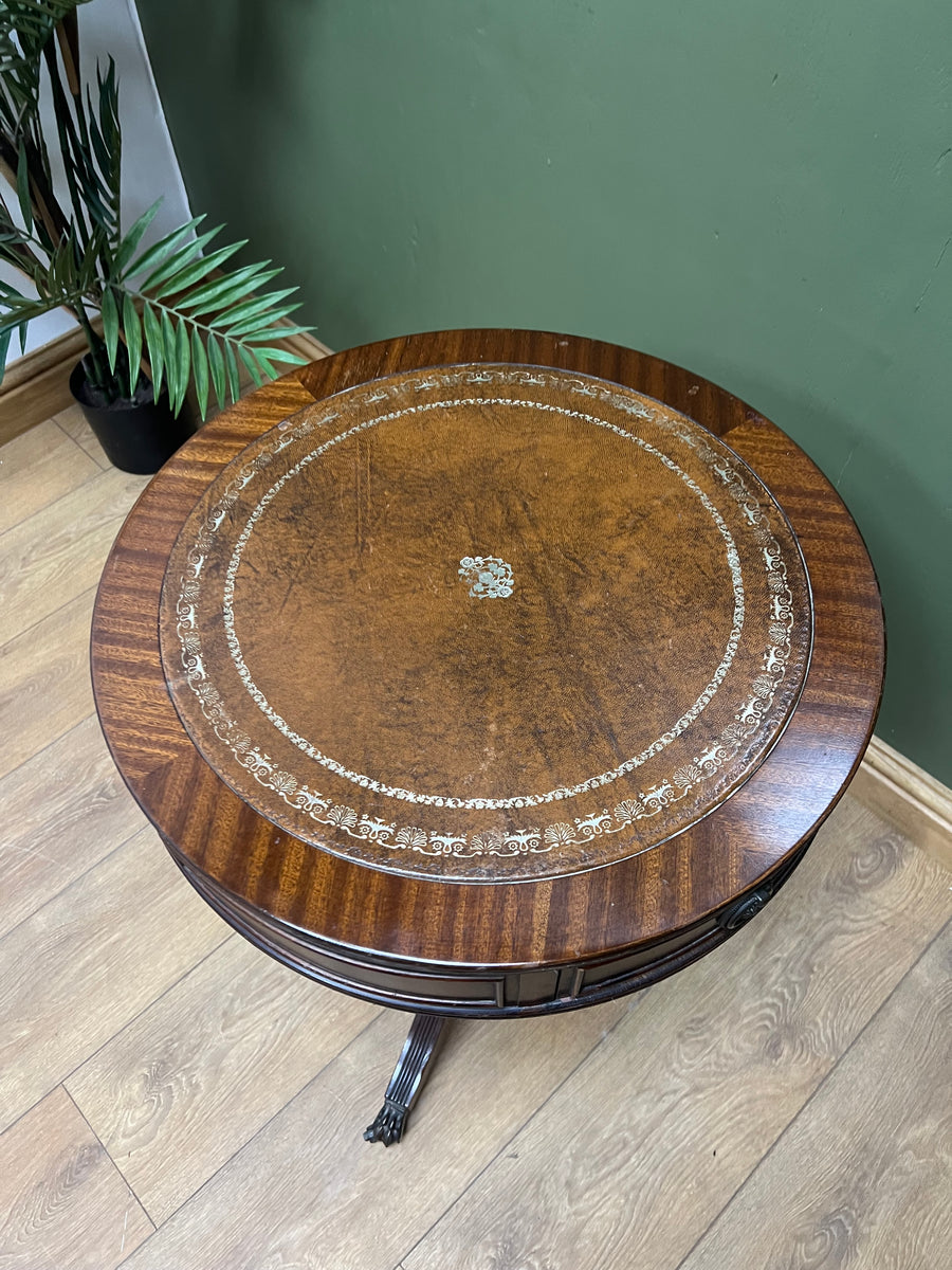 Pedestal Leather Top Drum Table (SKU241)