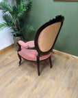 Victorian Walnut Upholstered Cameo Back Armchair (SKU241)