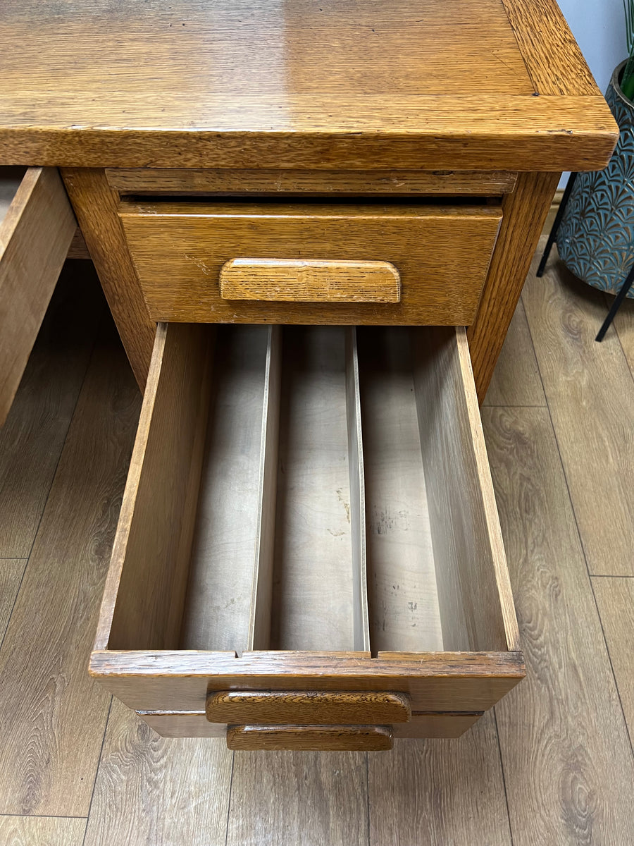 Large Mid Century Abbess Twin Pedestal Desk With Key (SKU124)