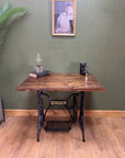 Wooden Top Desk With Singer Sewing Cast Iron Base (SKU129)