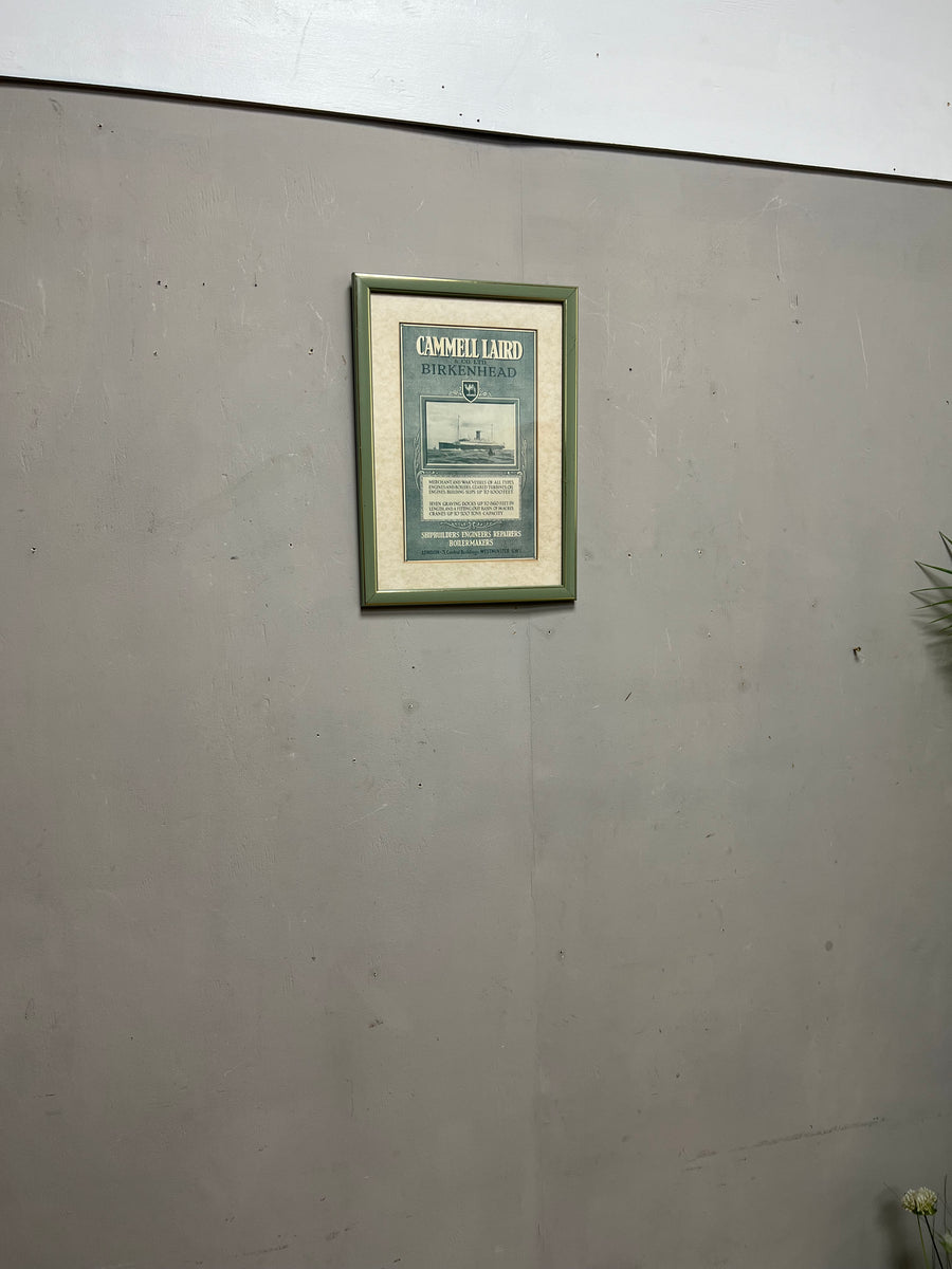 Vintage Green Framed Cammell Laird Advertising Sign (SKU438)