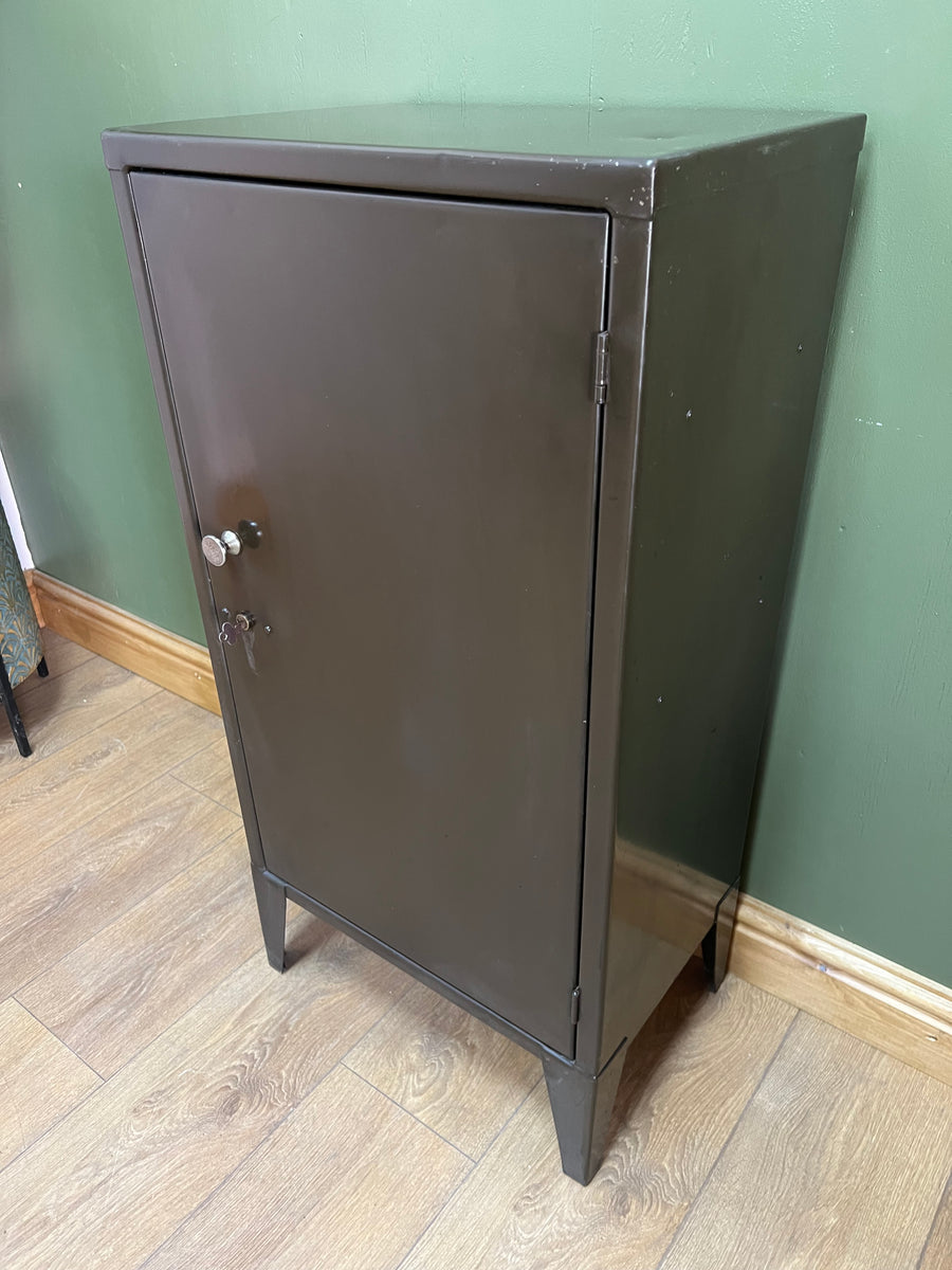 Vintage 1950's Metal Machinists Cabinet On Legs With Key (SKU233)