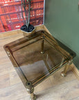 Vintage 1970's Brass Side Table Smoked Glass Top (SKU96)