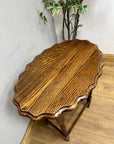 Antique Oak Scalloped Edge Oval Side Table (SKU89)