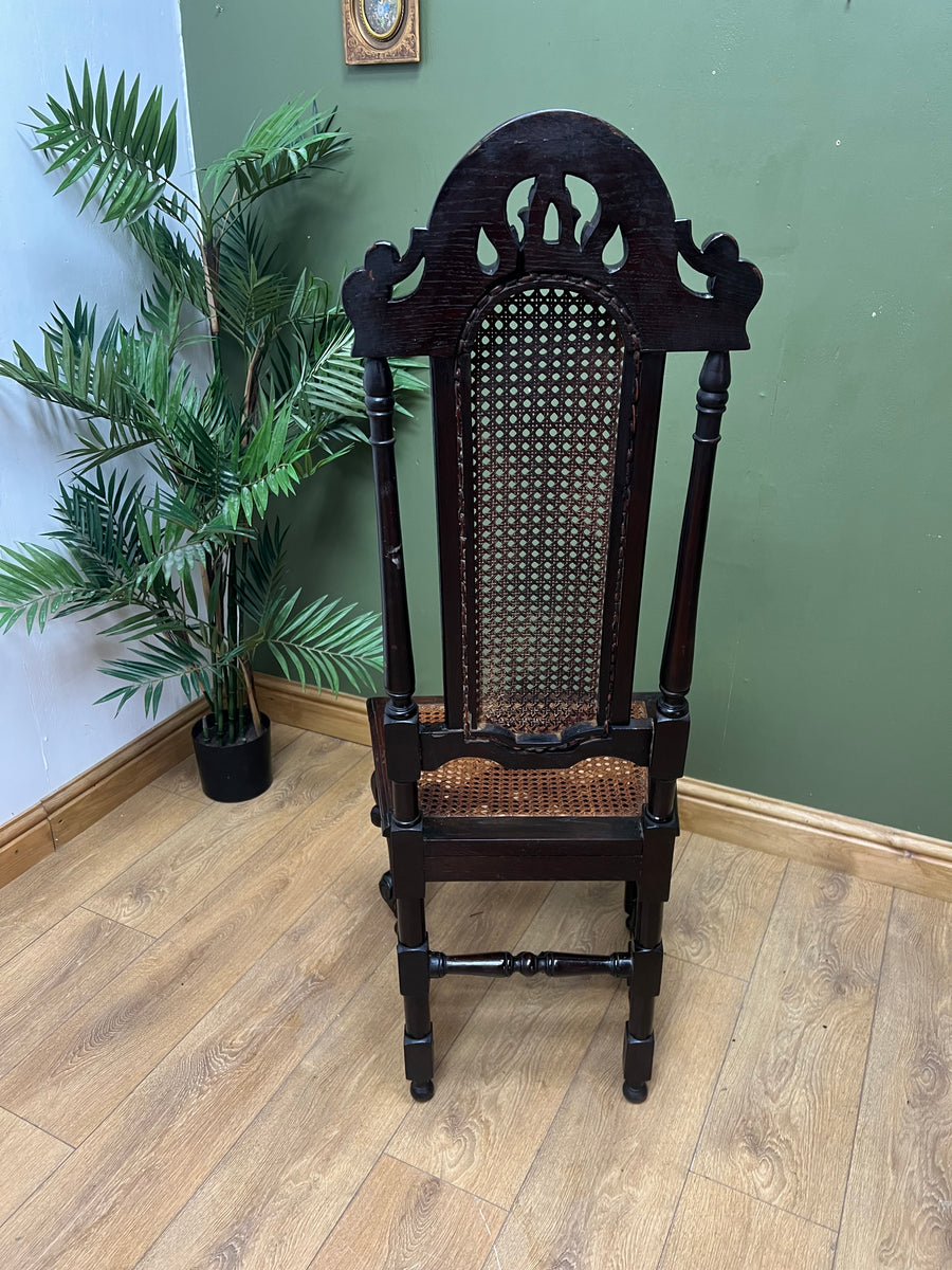 Antique 19th Century Walnut Carolean Style High Back Chair (SKU24)