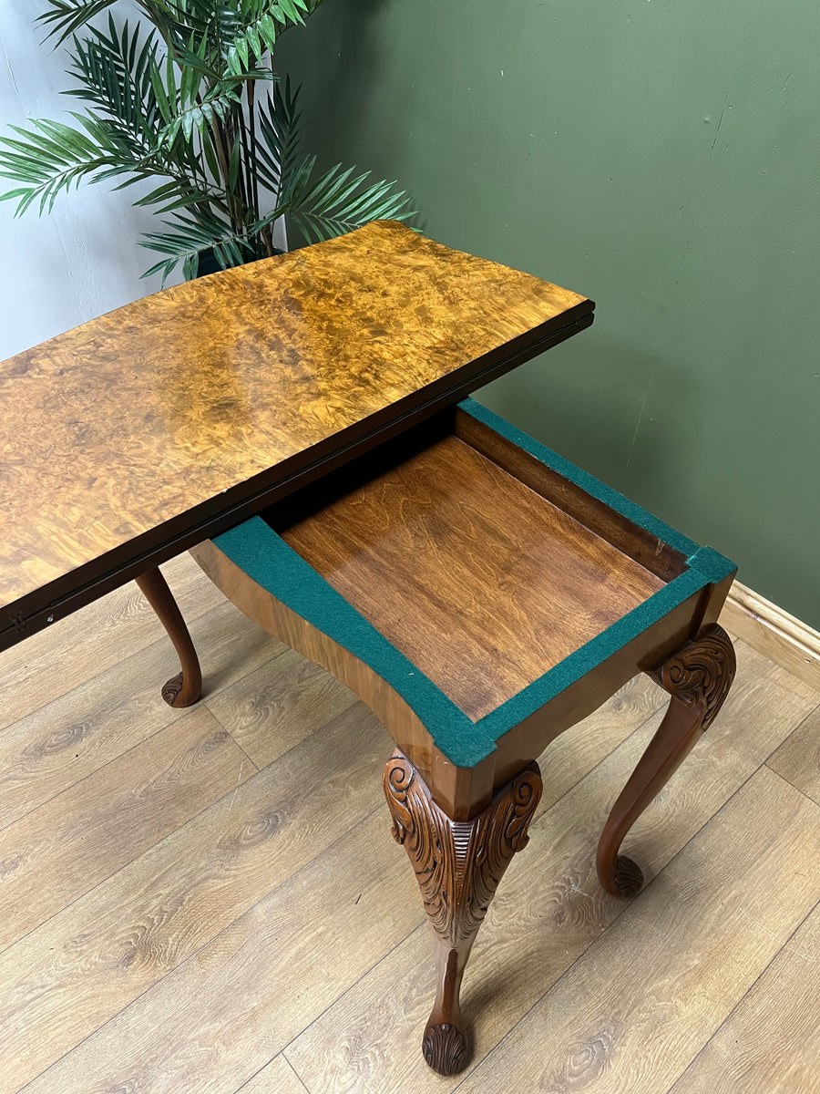 Antique Burr Walnut Card Table (SKU242)