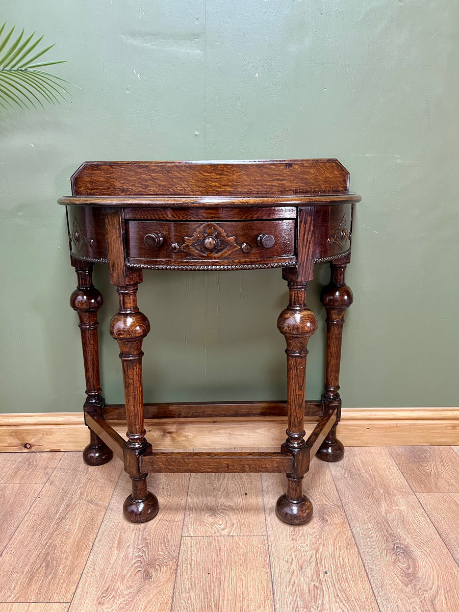 Antique Oak Demi Lune Console Hall Side Table (SKU236)