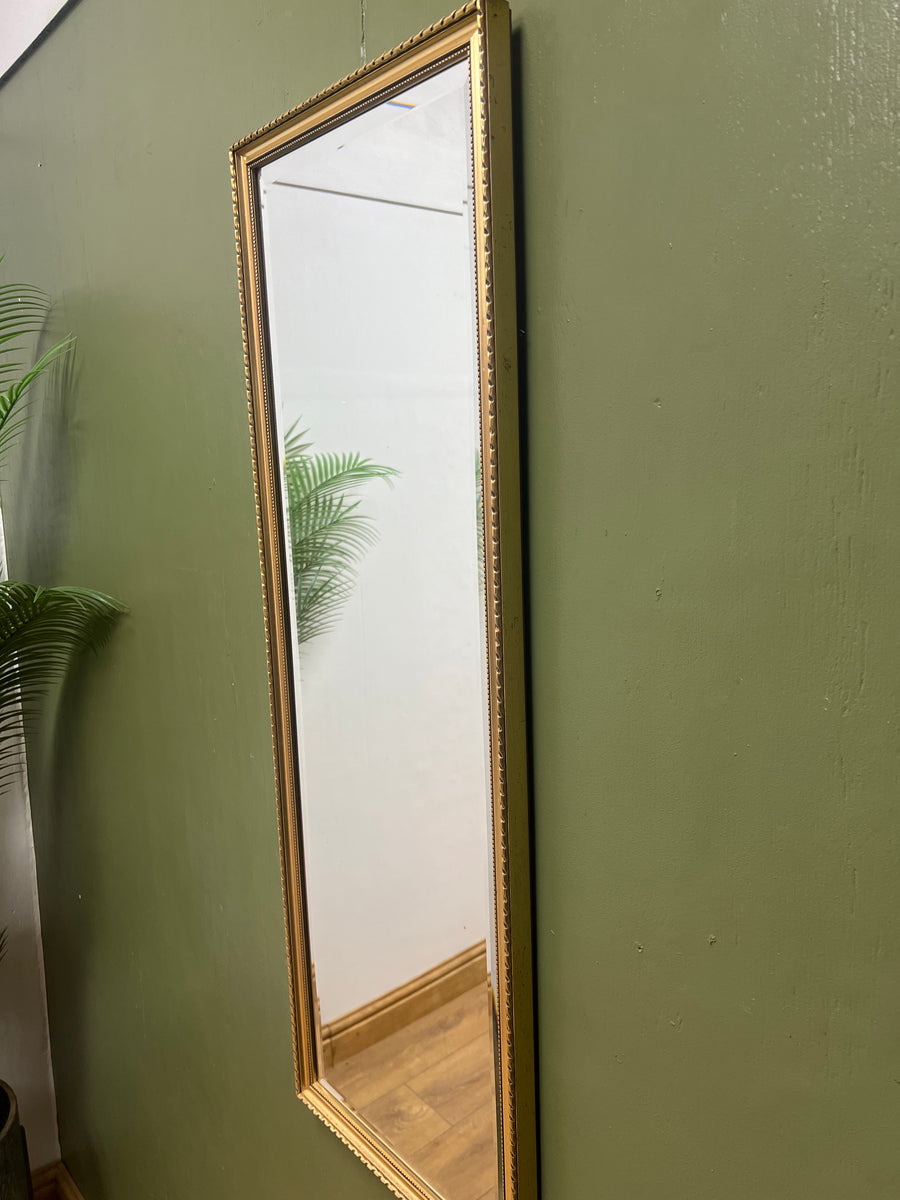 Vintage Long Gold Bevelled Edge Mirror (SKU374)